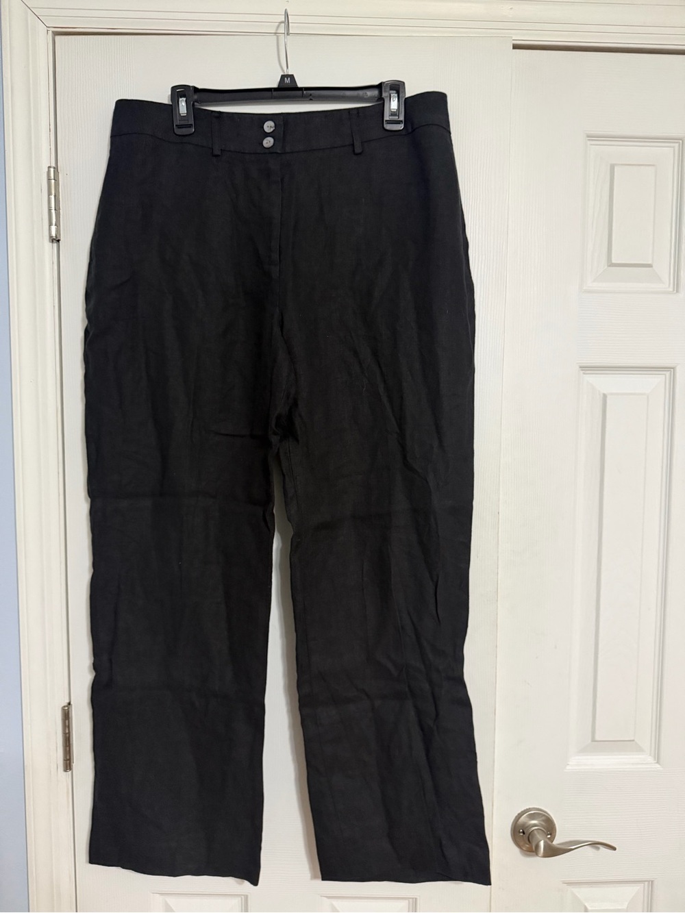 Lands End black linen wide leg pants NWT new women’s size 16 high rise